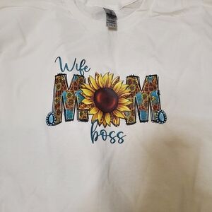White Graphic Tee with Sunflower Design